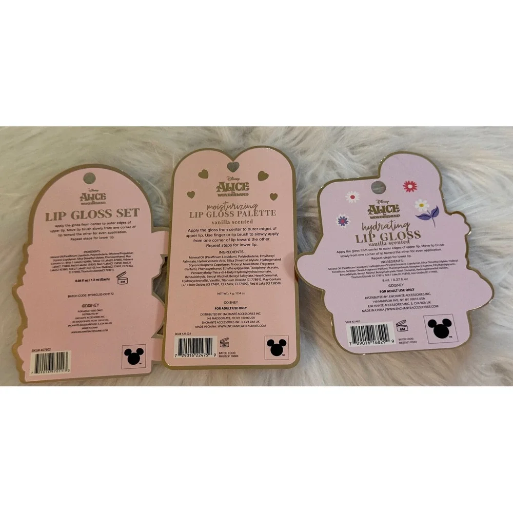 Disney Alice in Wonderland Lip Gloss Set Palette Cheshire Cat Queen of Hearts